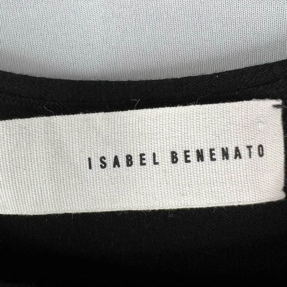 Isabel Benenato Black One Sleeve Sweater Top Asymmetrical Tie Side Crewneck 46 - Picture 3 of 5